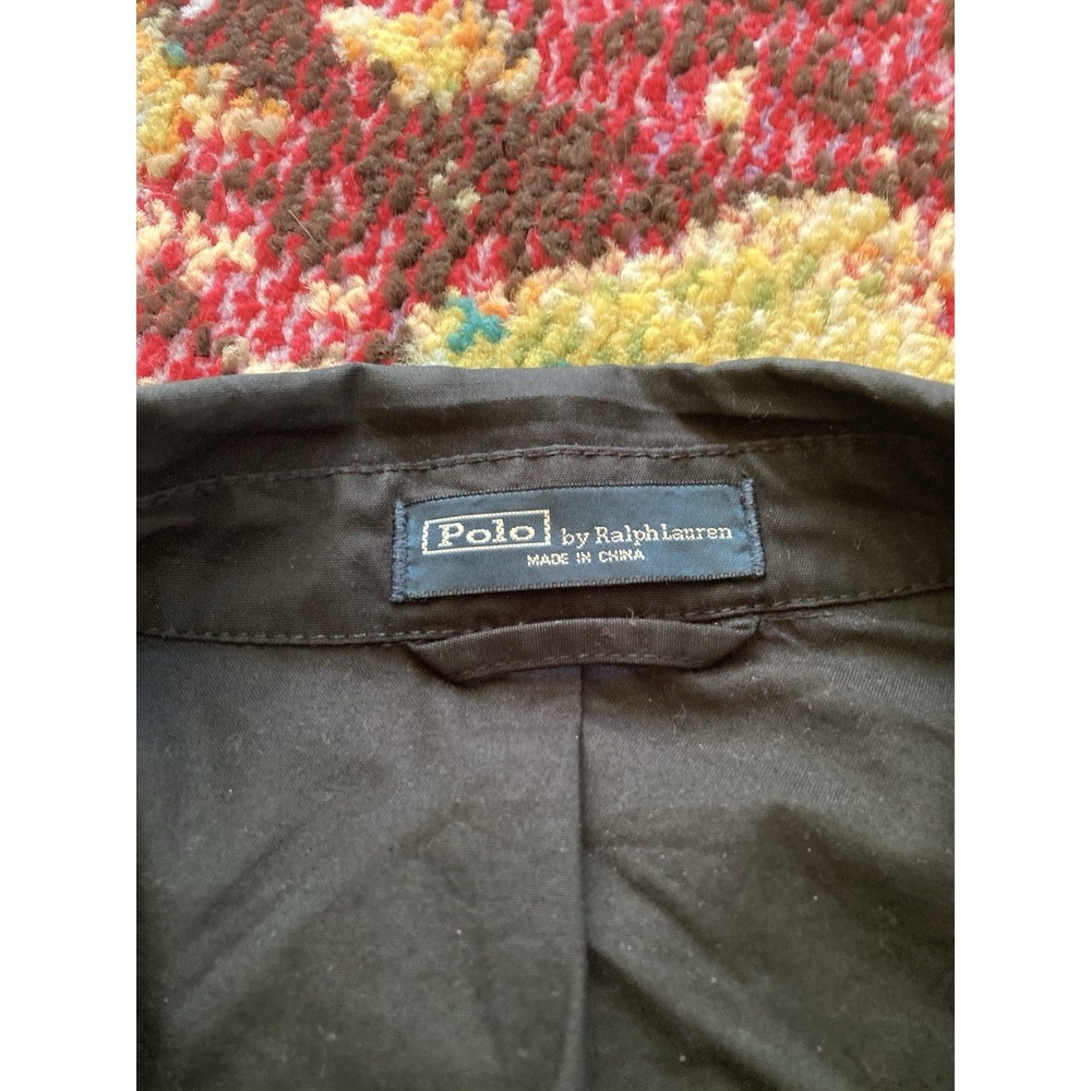 VTG Polo Ralph Lauren Jacket Mens Large Nautical Military Black Gold Buttons - Picture 8 of 12